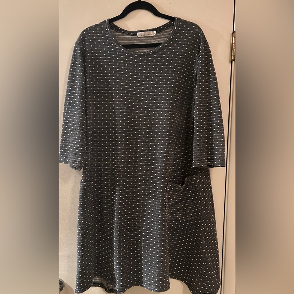 Cut Loose Blue Dot  Dress with Pockets Size XL